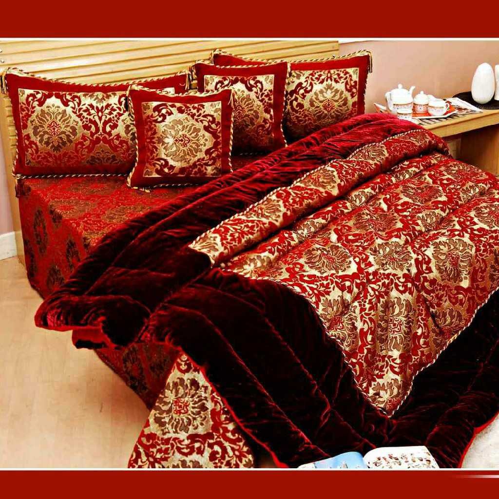 Golden Glow Frill Wedding Bedding Set